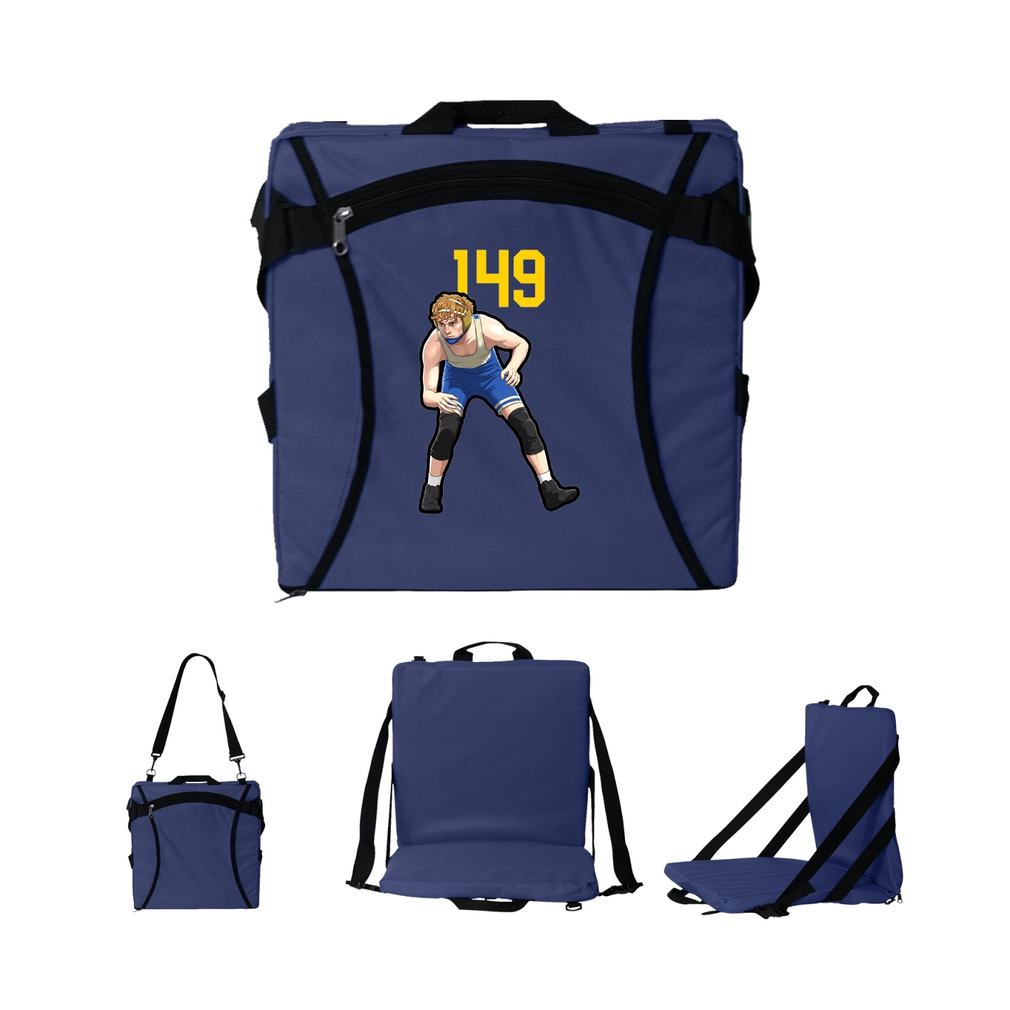 Folding Stadium Seat — Number Top in Navy