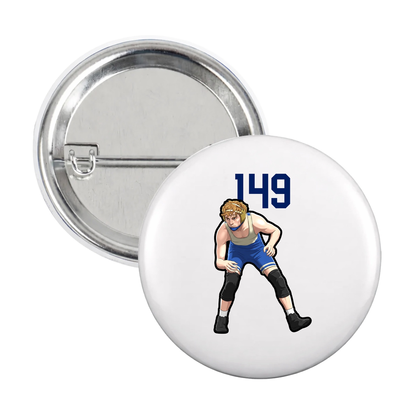 Game Day Button — Number Top in White