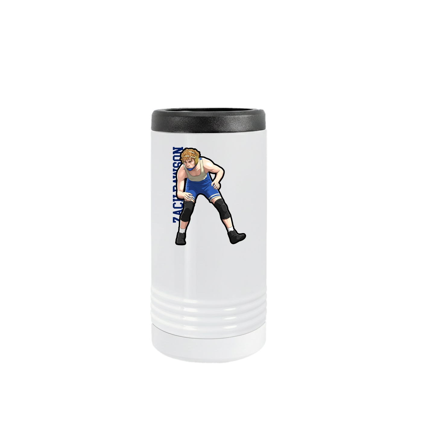 Slim Beverage Holder — Name Vertical in White