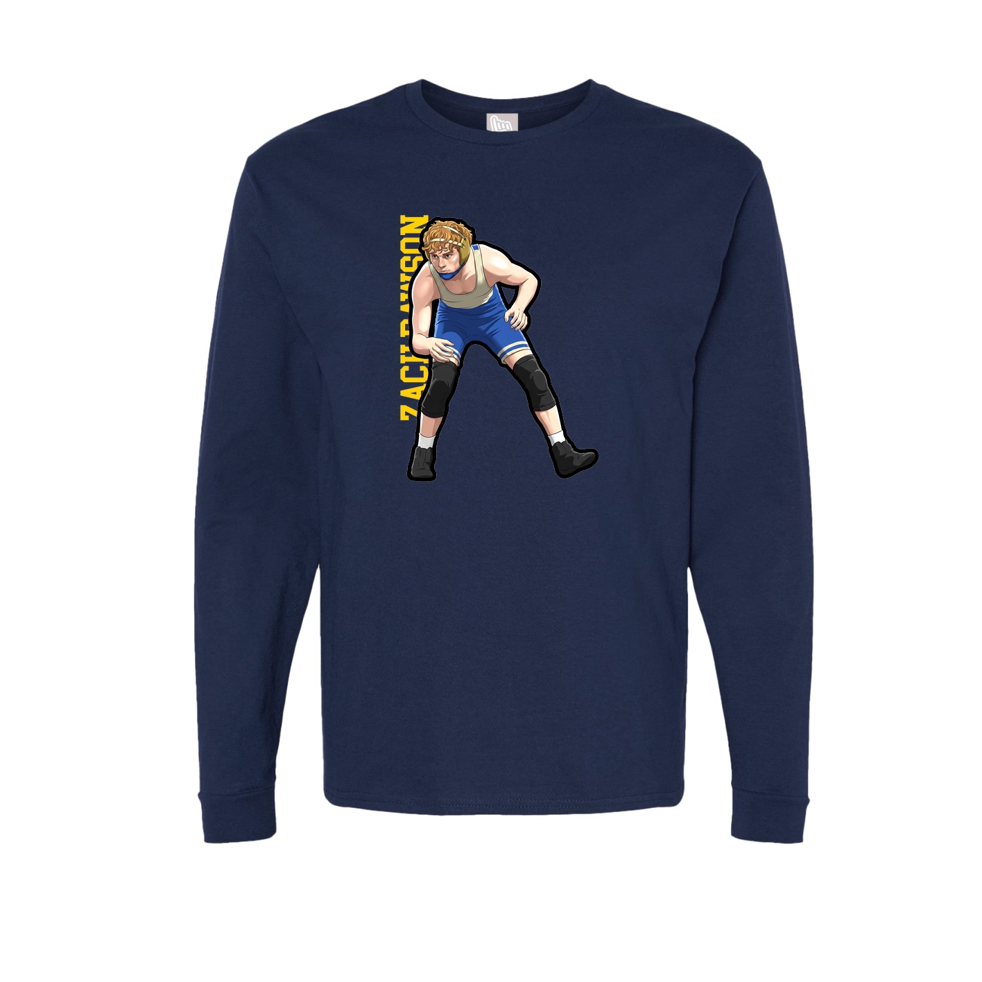 Long Sleeve Tee — Name Vertical in Navy