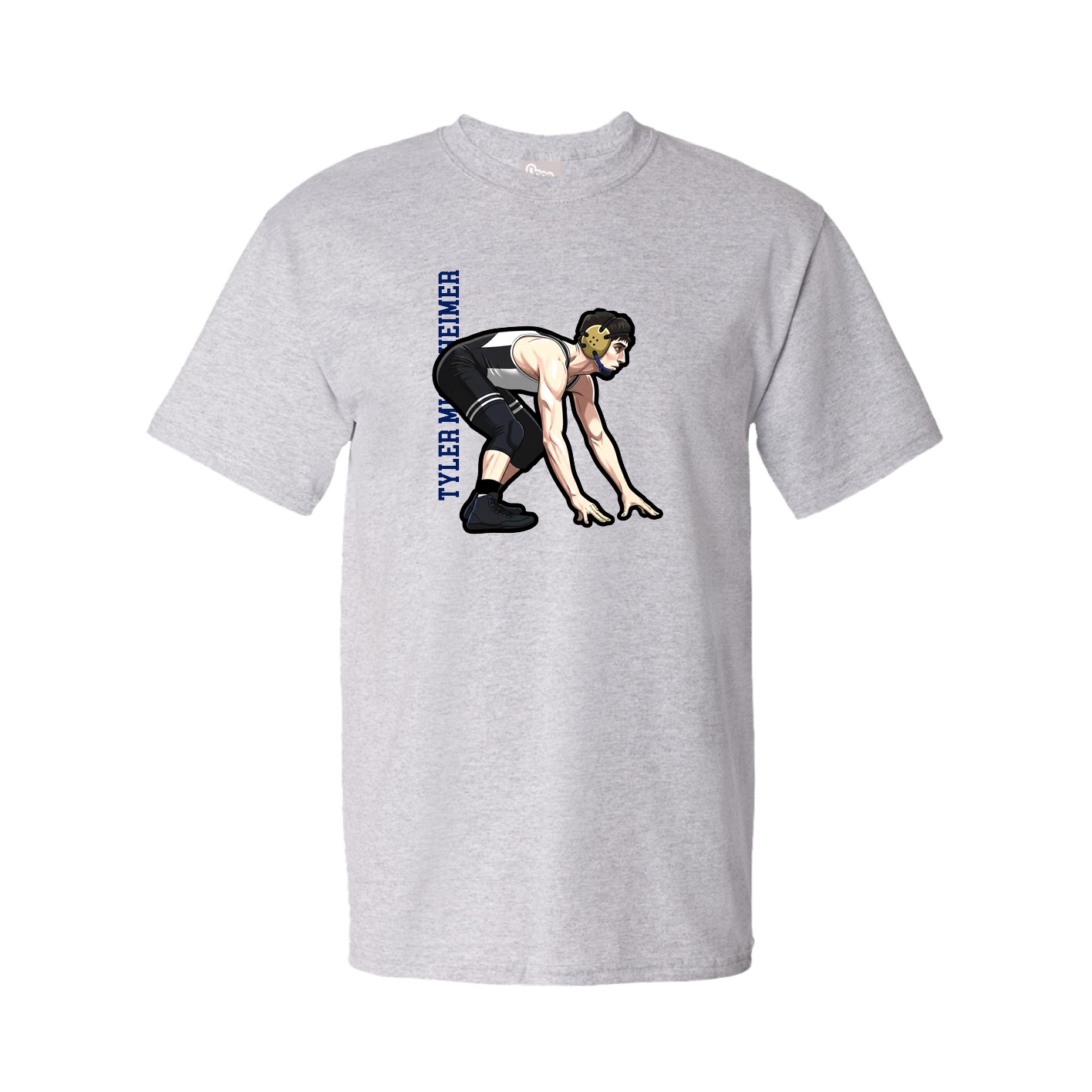 Youth Tee — Name Vertical in Grey