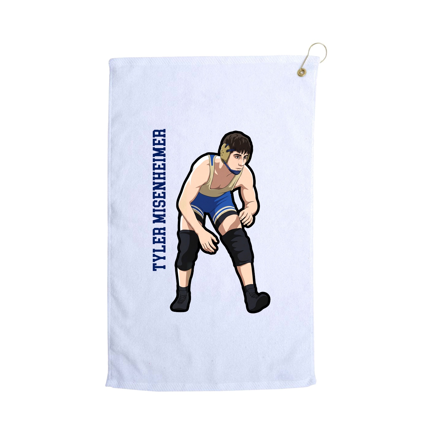 Golf Towel — Name Vertical in White