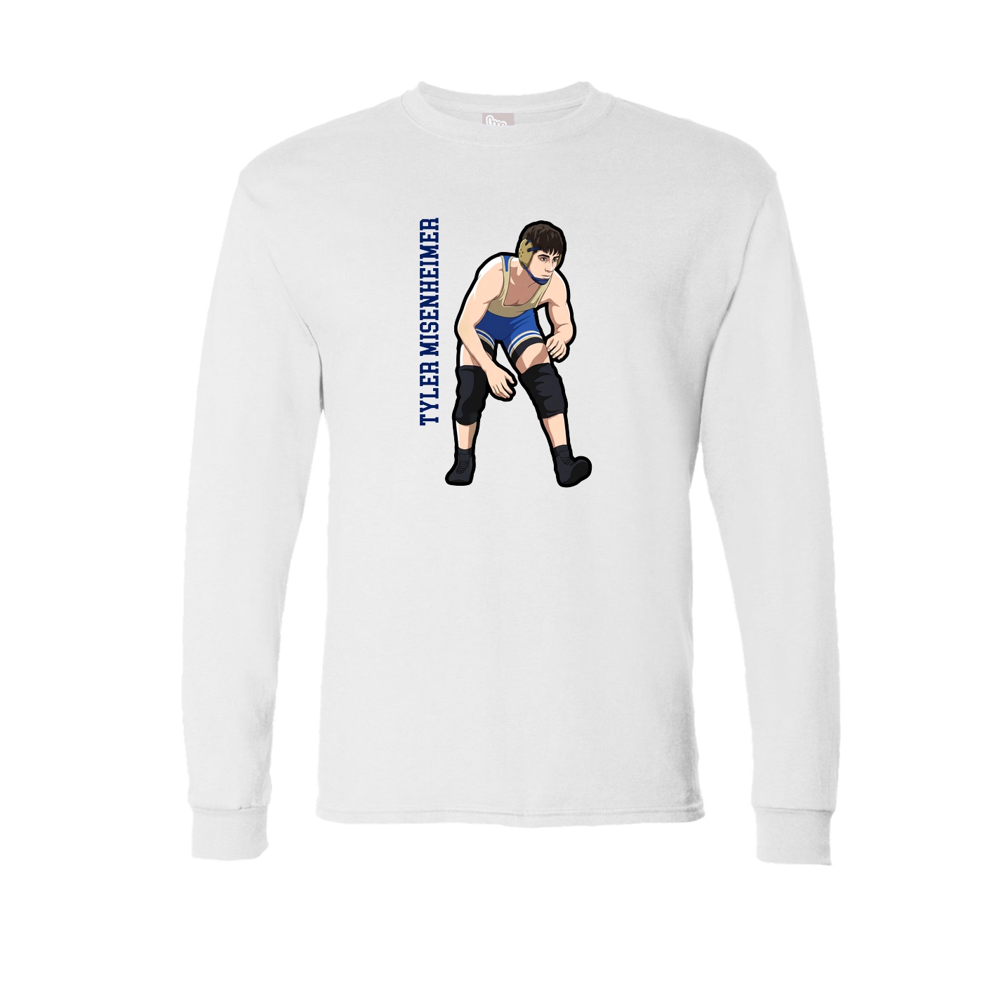 Long Sleeve Tee — Name Vertical in White