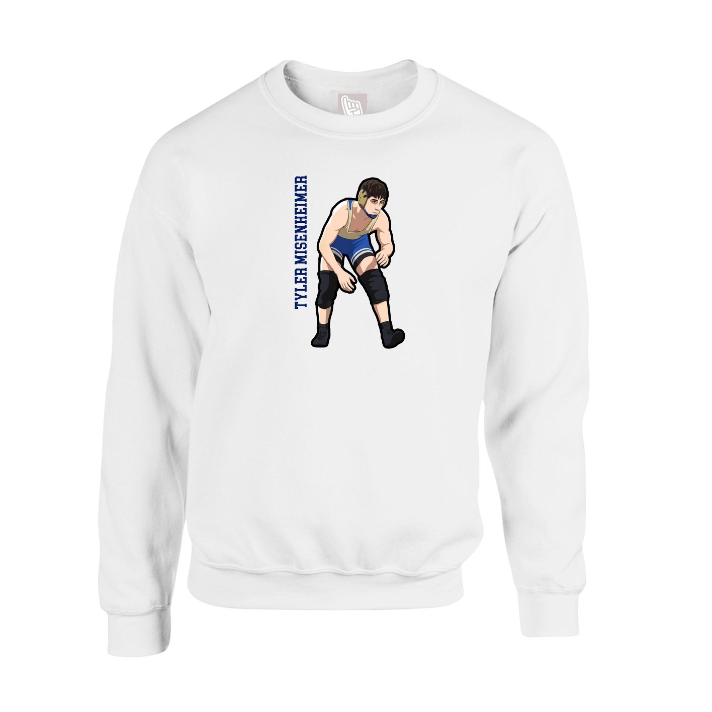 Fleece Crew — Name Vertical in White