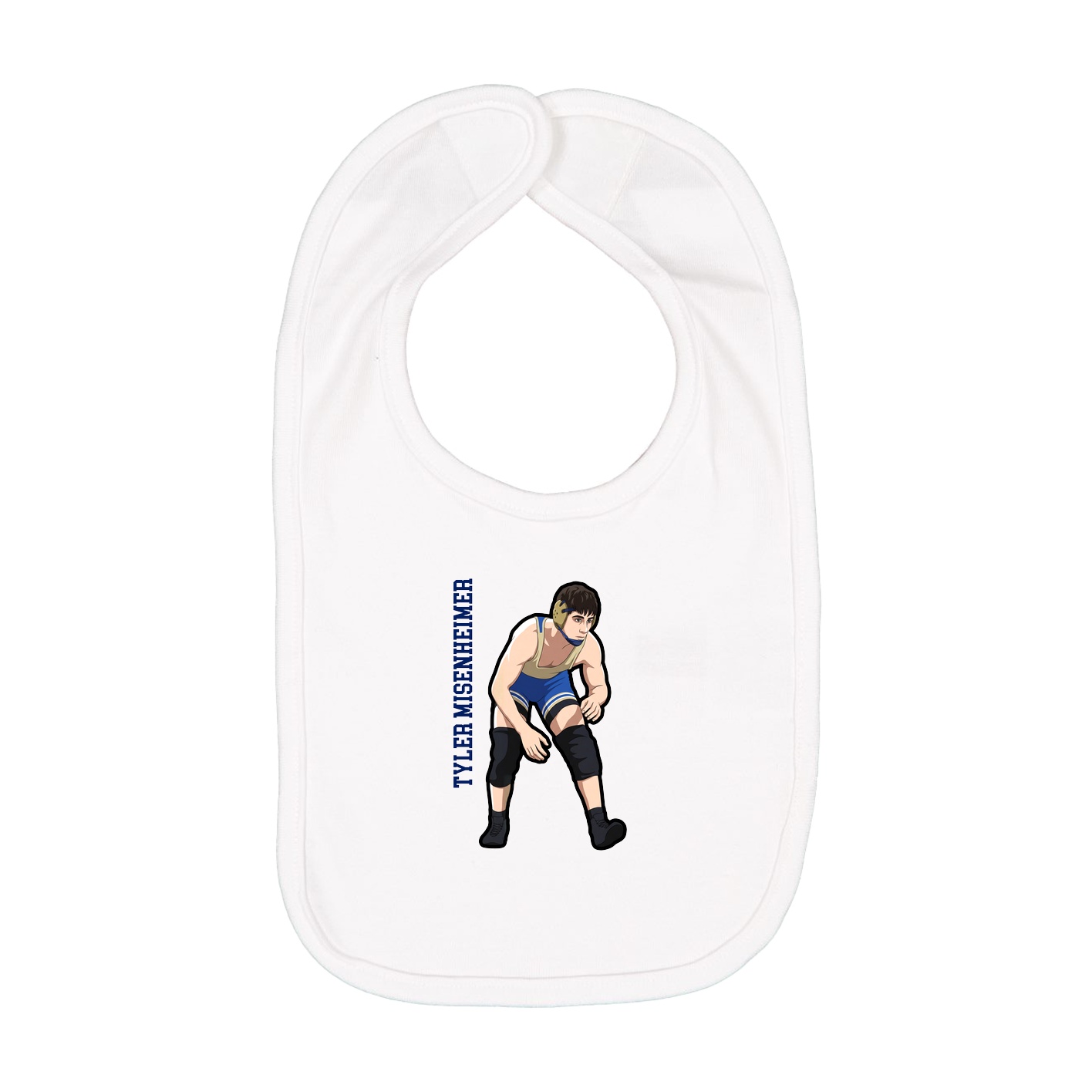 Infant Bib — Name Vertical in White