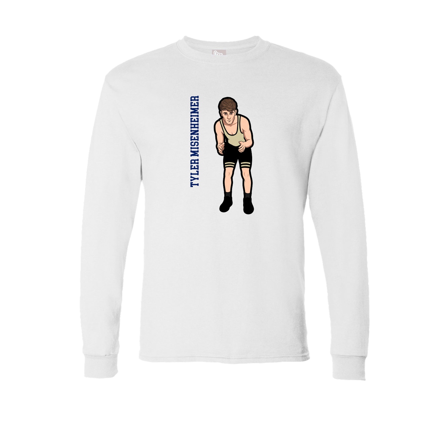 Long Sleeve Tee — Name Vertical in White