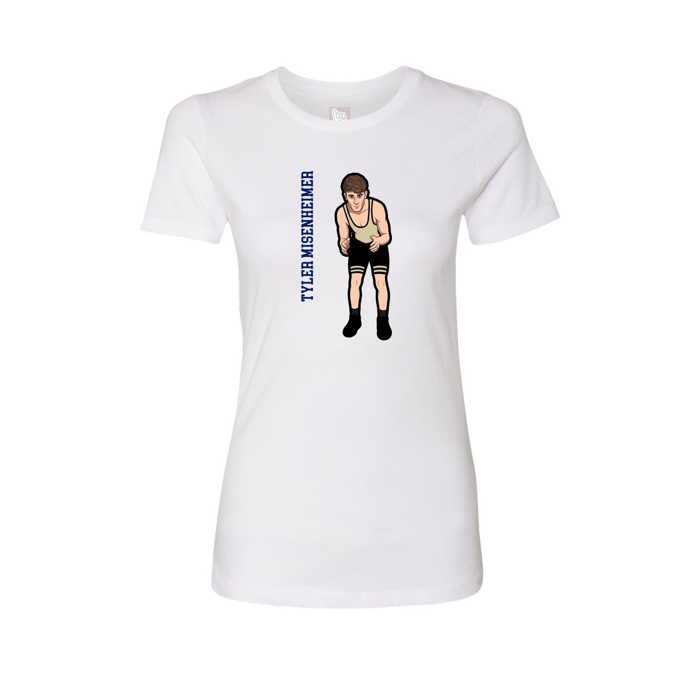 Womens Tee — Name Vertical in White