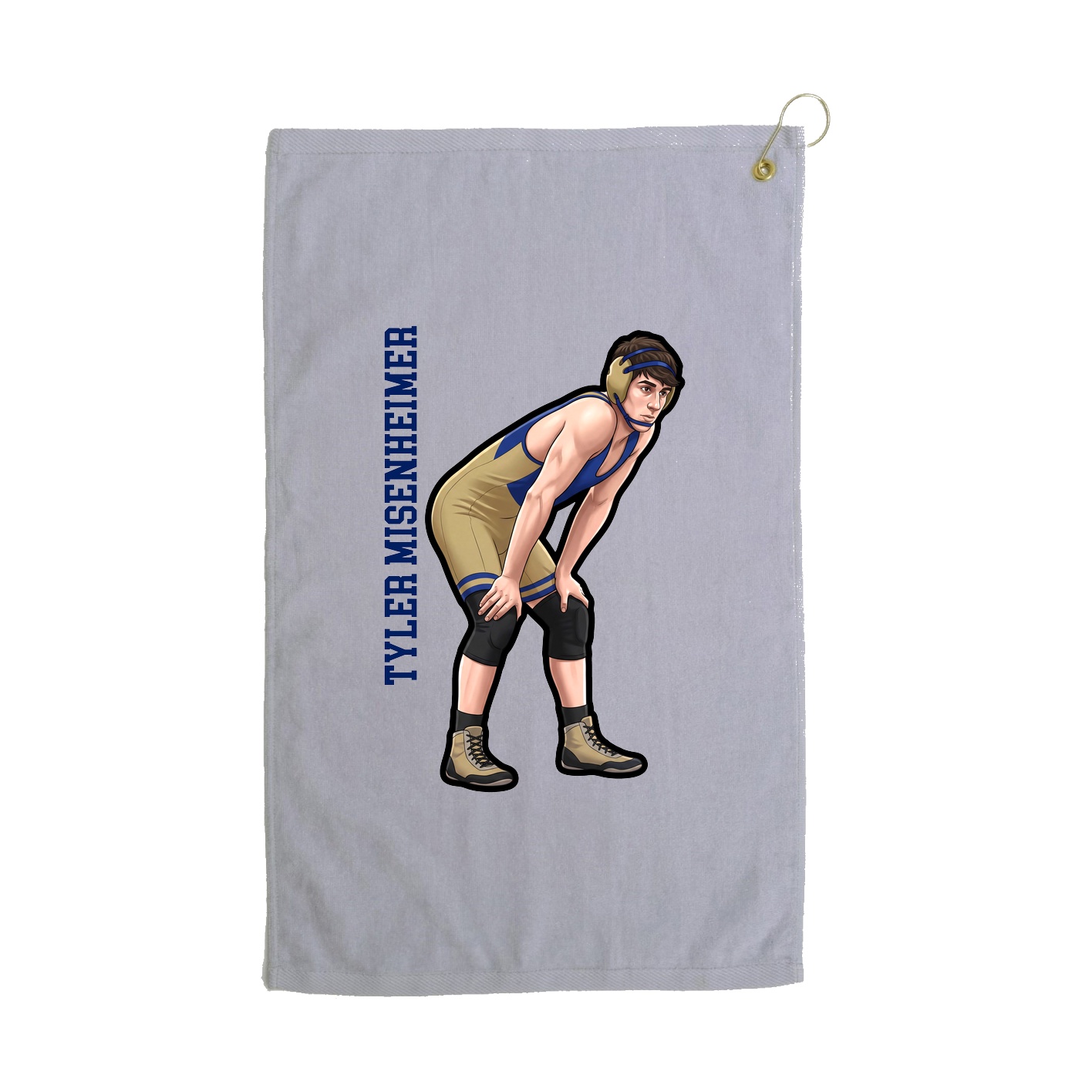 Golf Towel — Name Vertical in Grey