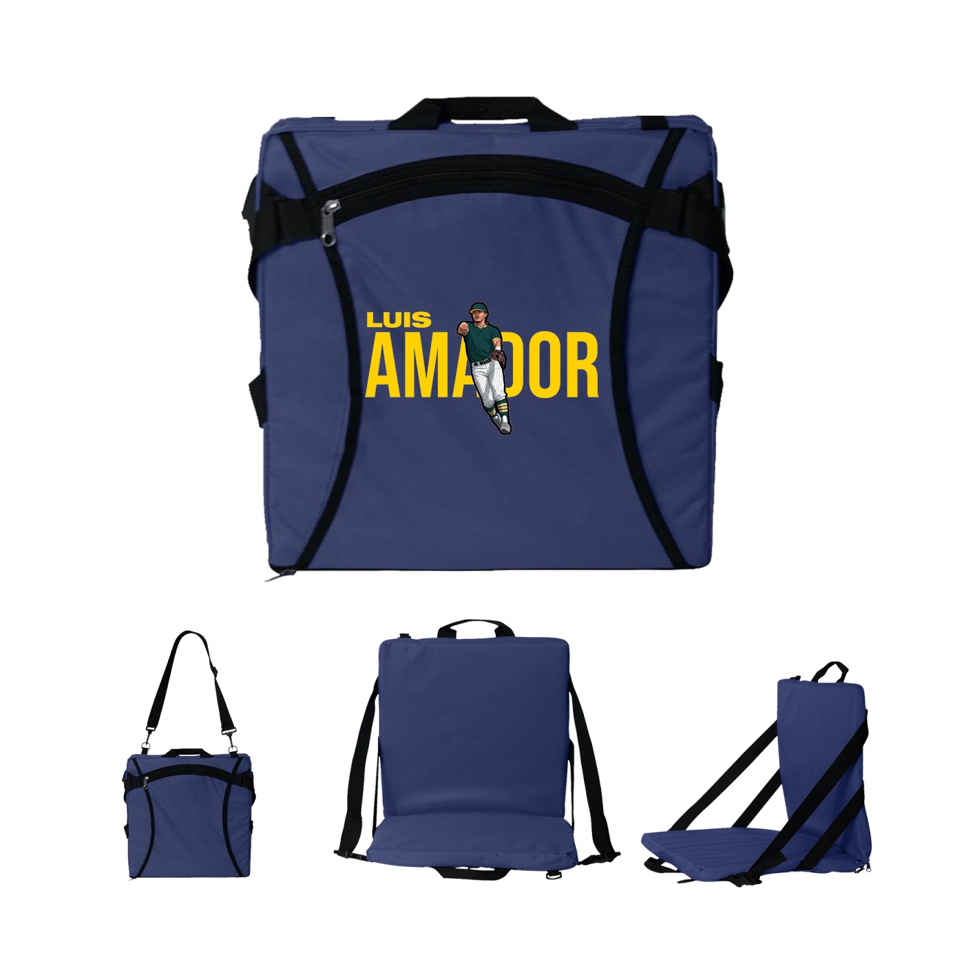Folding Stadium Seat — Player Name in Navy