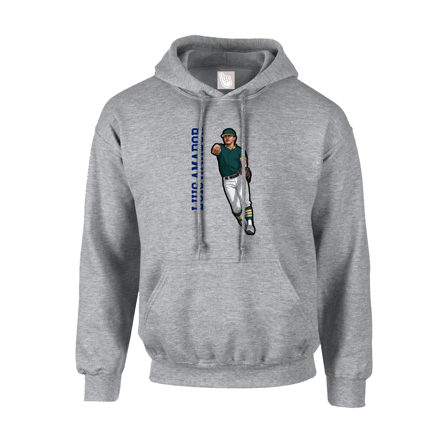 Hoodie — Name Vertical in Grey