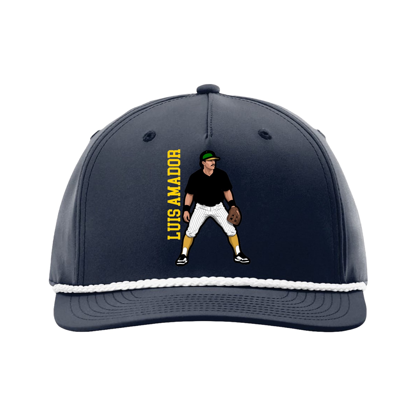 Five-Panel Classic Rope Cap — Name Vertical in Navy