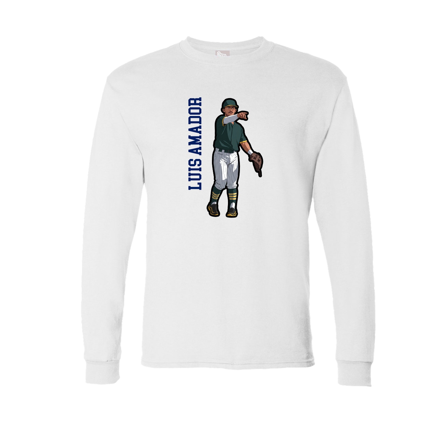 Long Sleeve Tee — Name Vertical in White