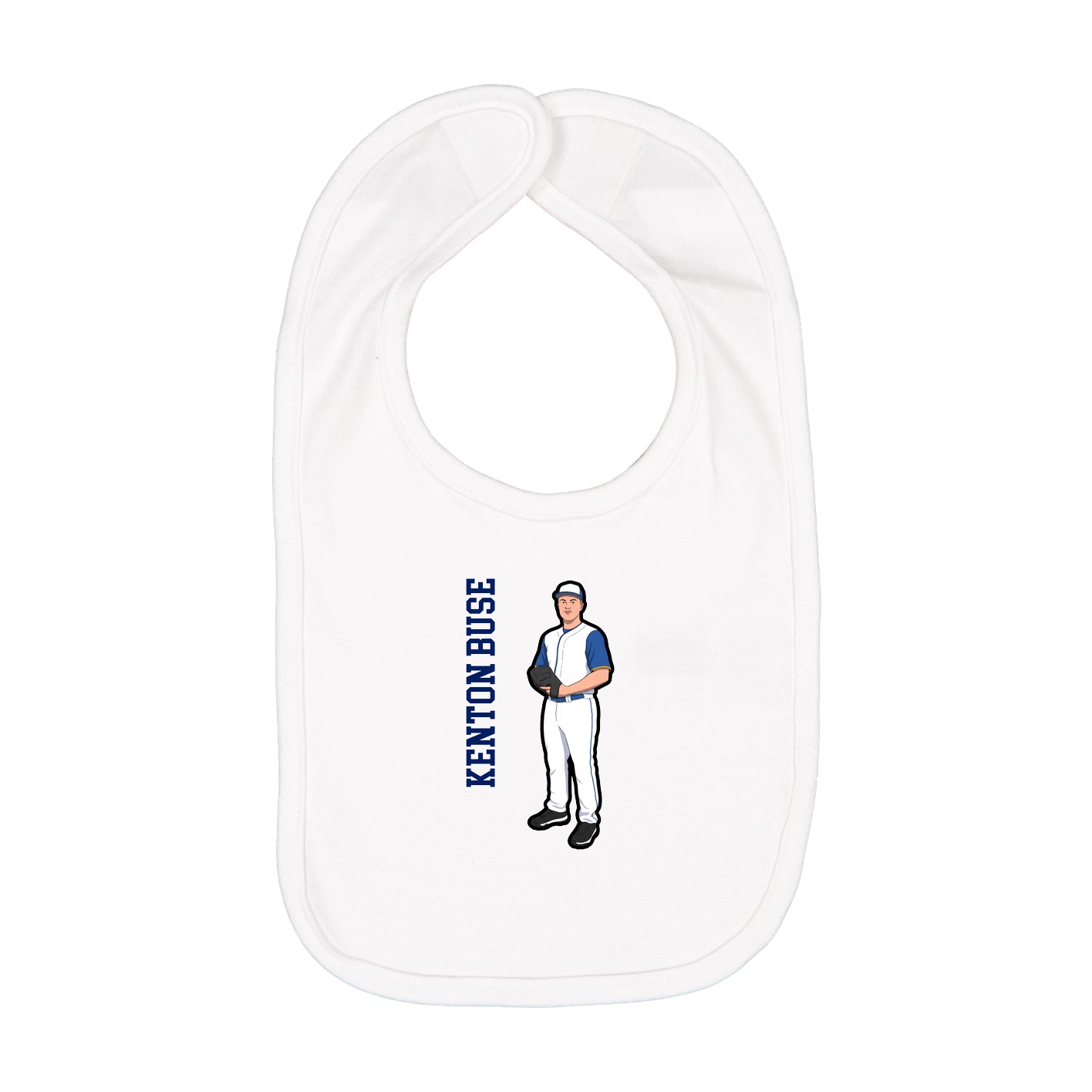 Infant Bib — Name Vertical in White