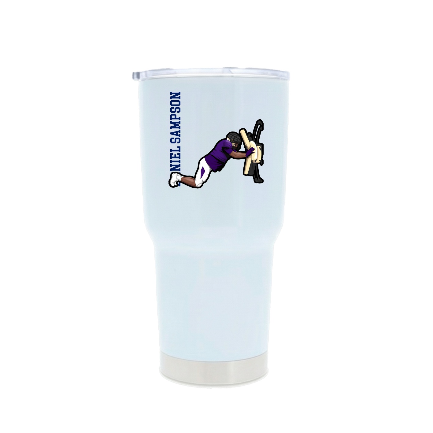 30oz Stainless Steel Tumbler — Name Vertical in White