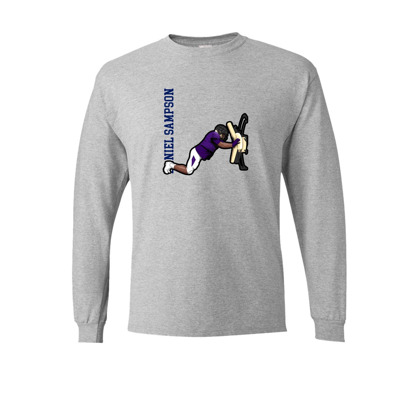 Long Sleeve Tee — Name Vertical in Grey