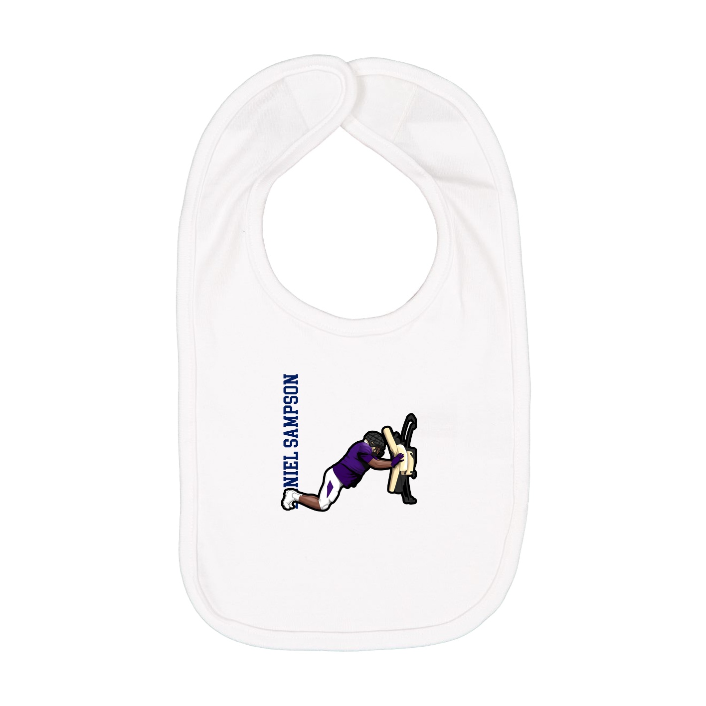 Infant Bib — Name Vertical in White