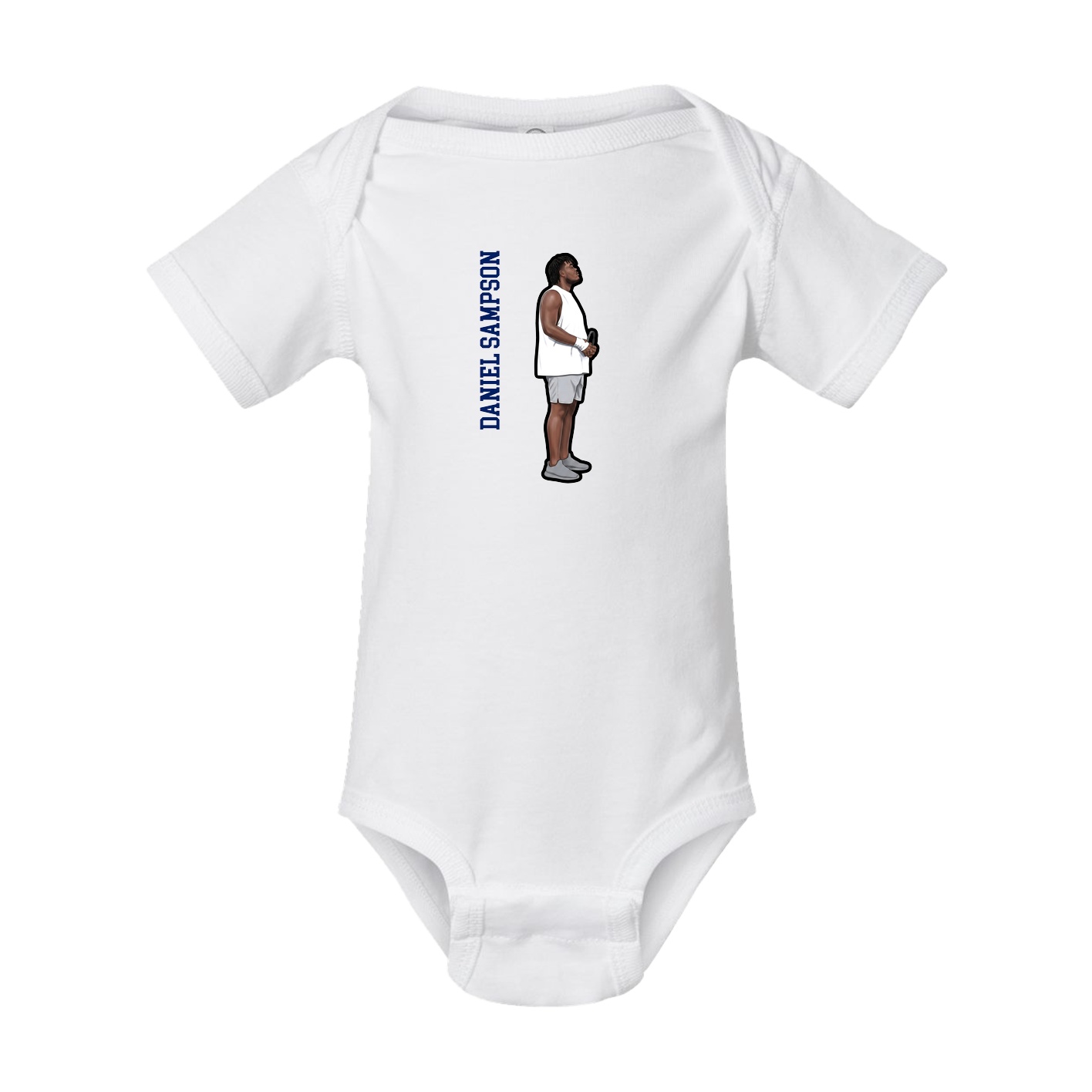 Baby Onesie — Name Vertical in White