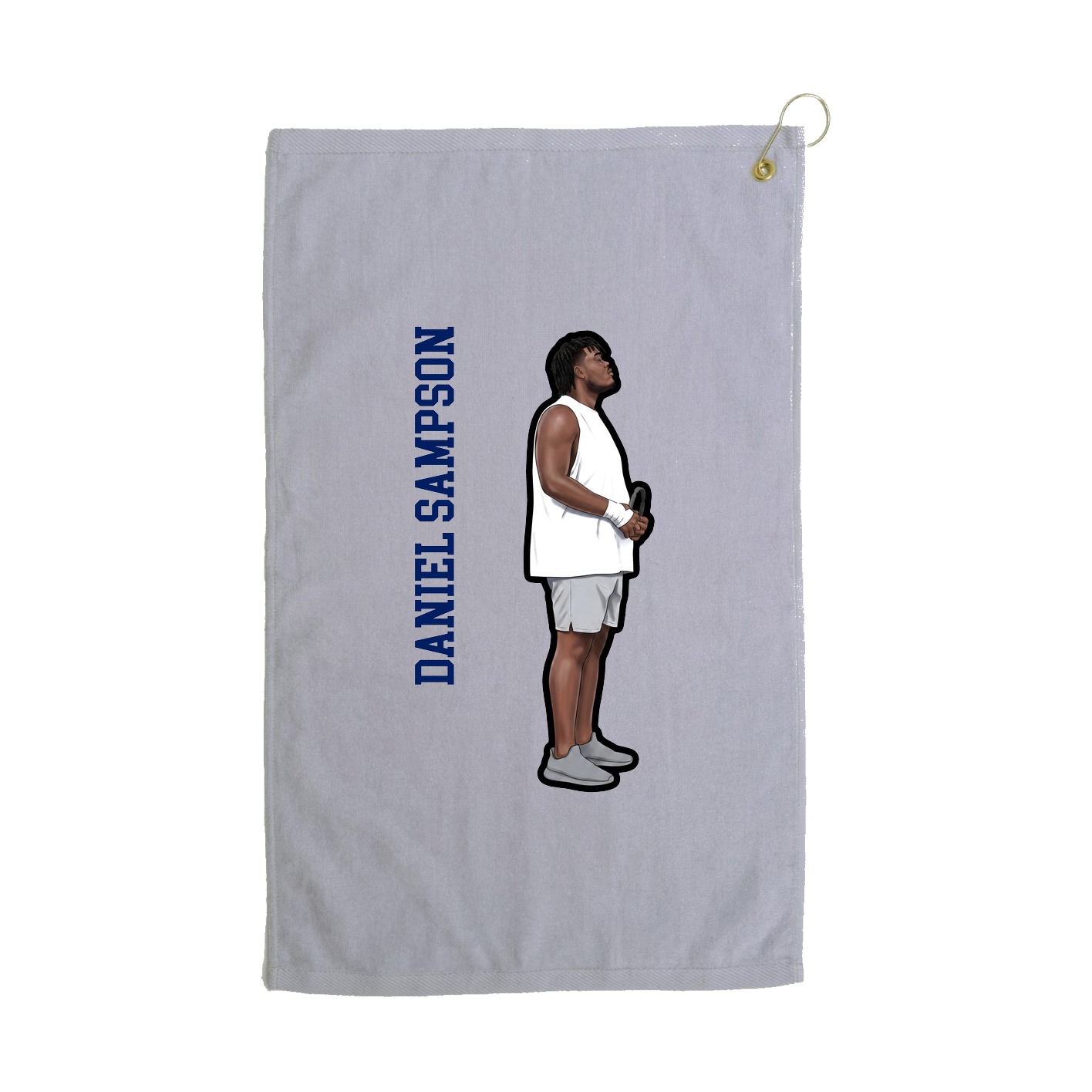 Golf Towel — Name Vertical in Grey