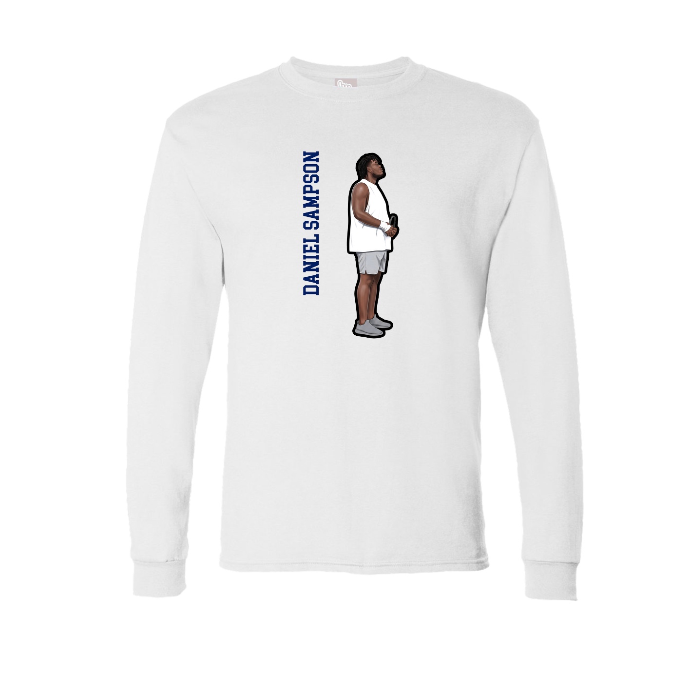 Long Sleeve Tee — Name Vertical in White