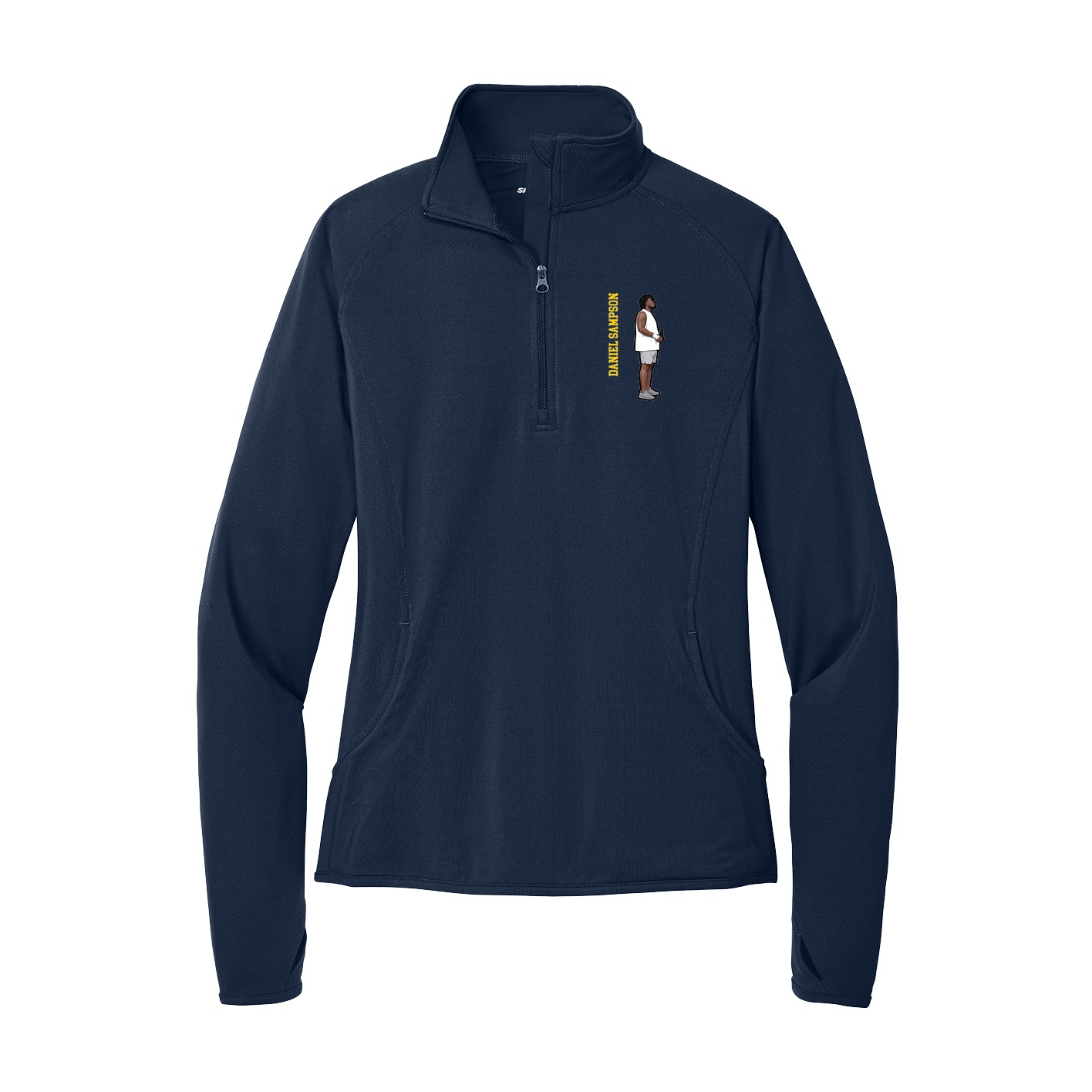 Women's Q-Zip Pullover — Name Vertical in Navy