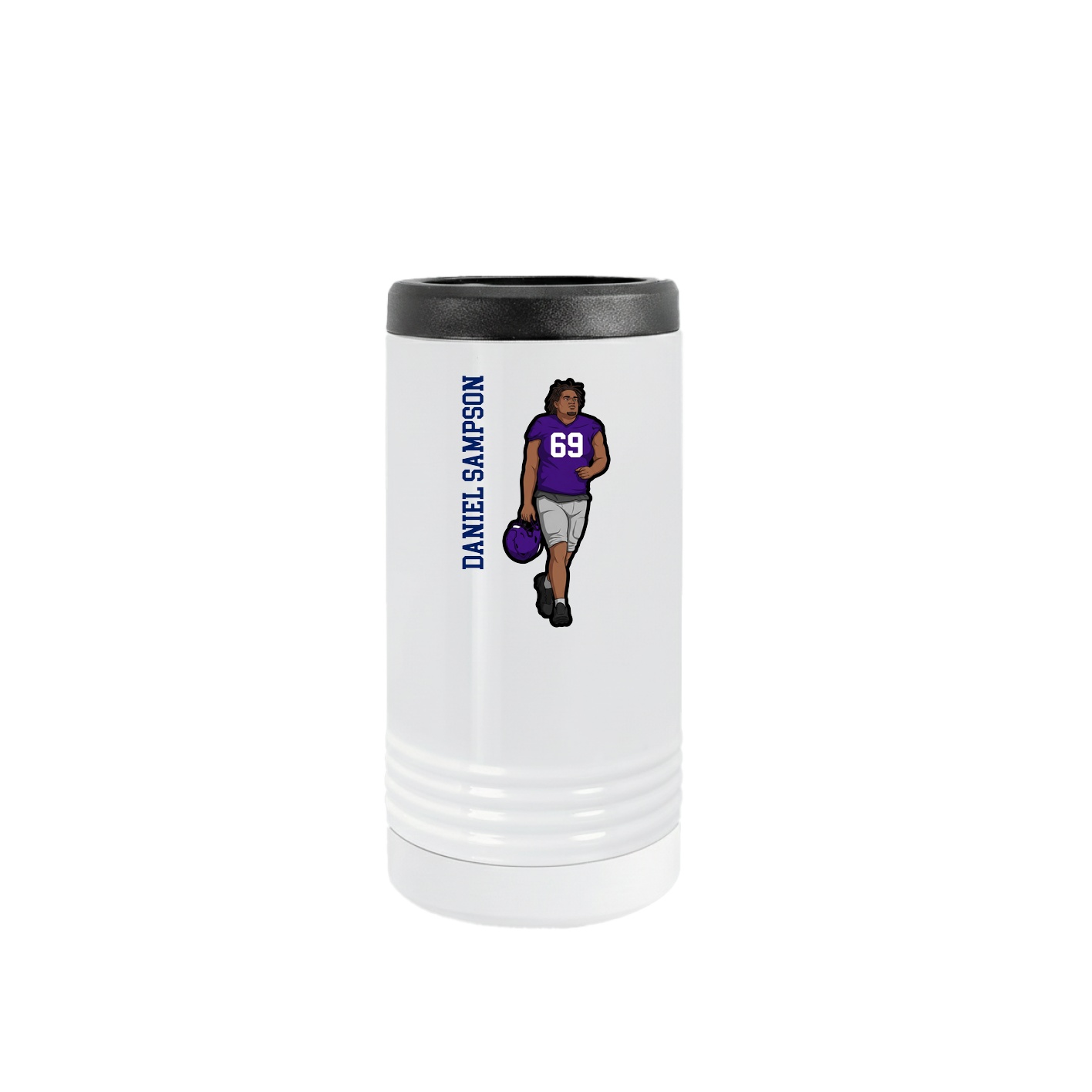 Slim Beverage Holder — Name Vertical in White