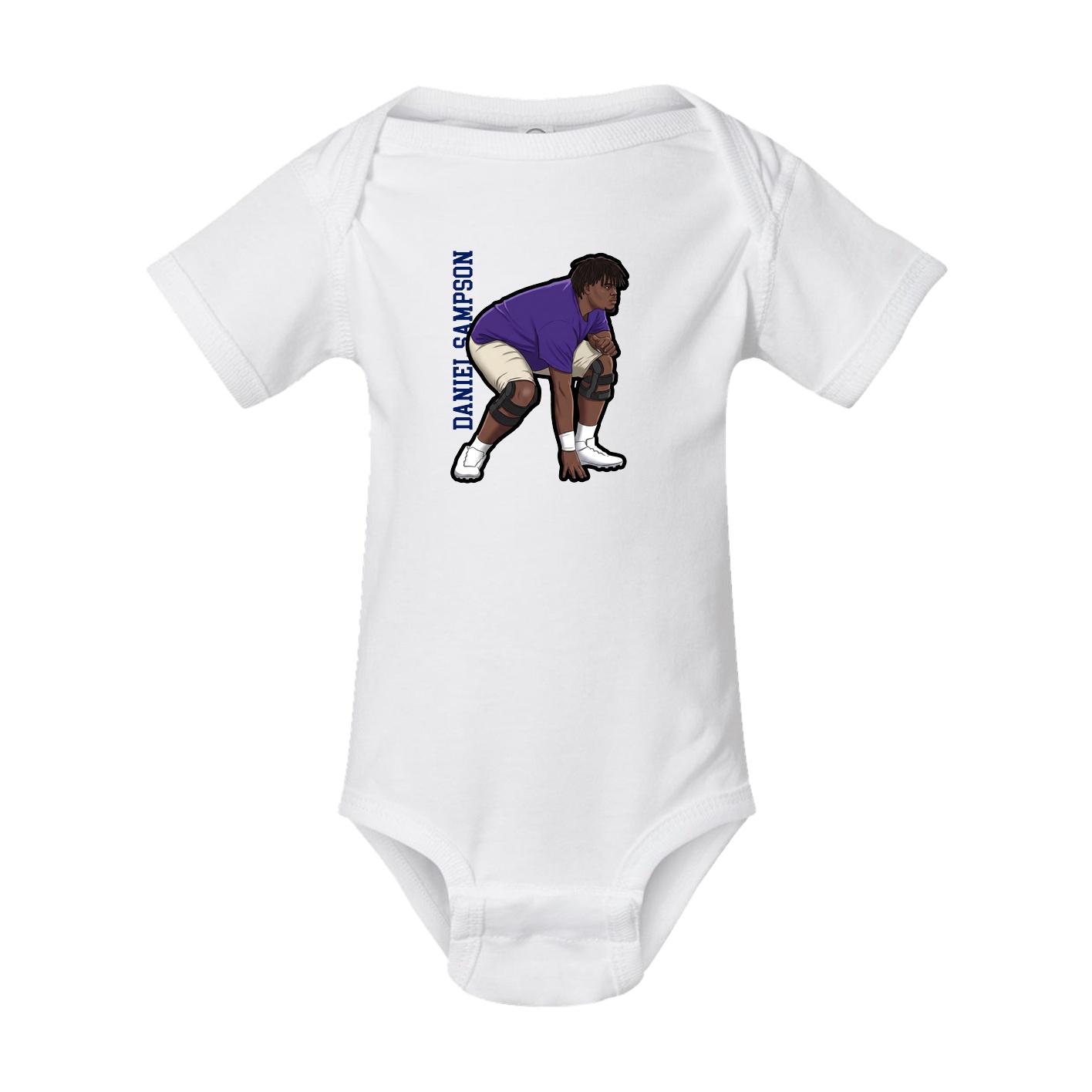 Baby Onesie — Name Vertical in White