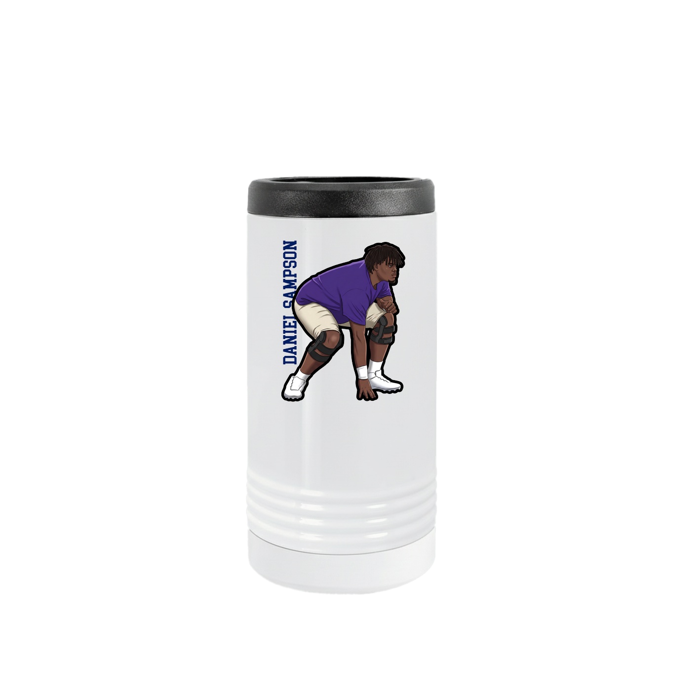 Slim Beverage Holder — Name Vertical in White