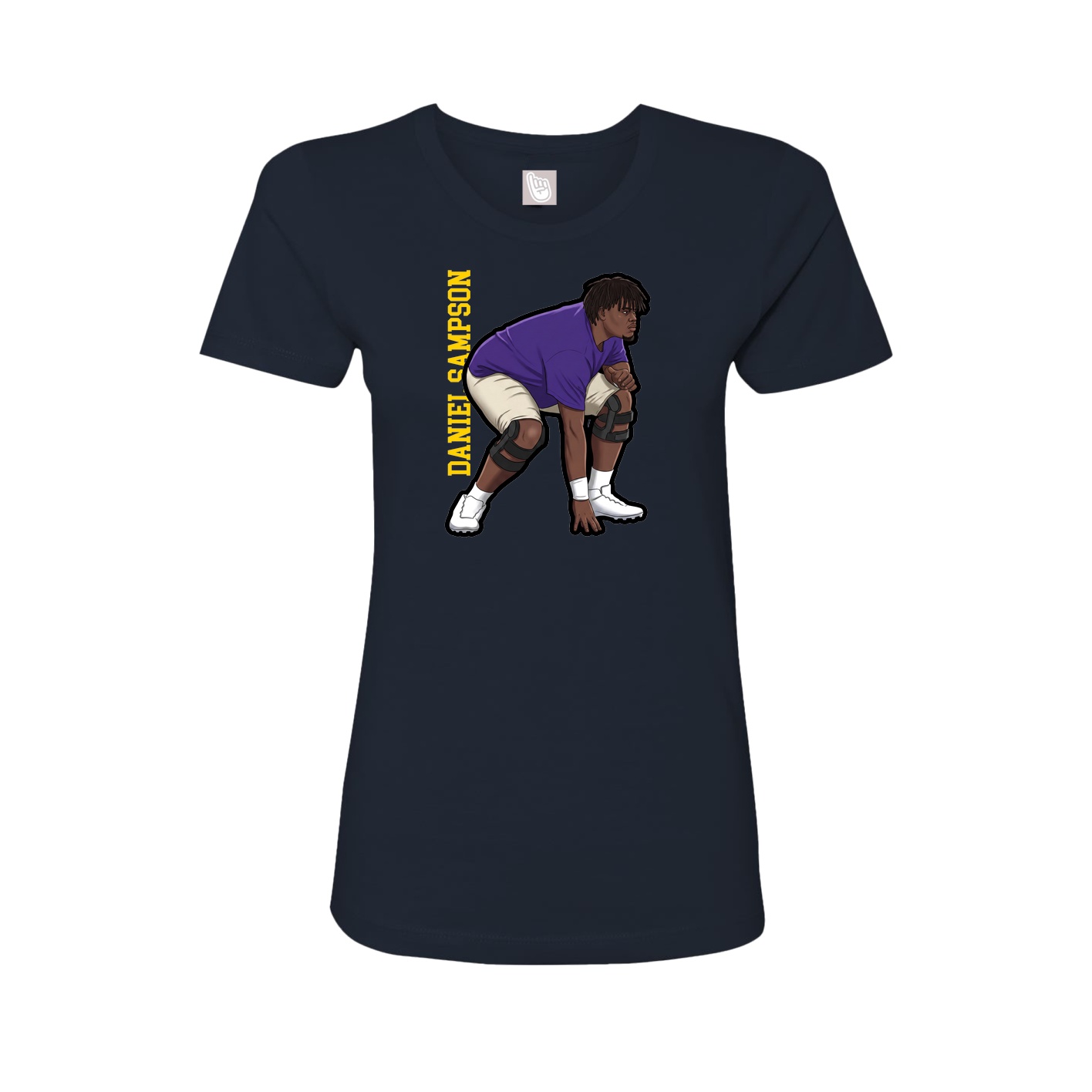 Fitted Women's Tee — Name Vertical in Navy