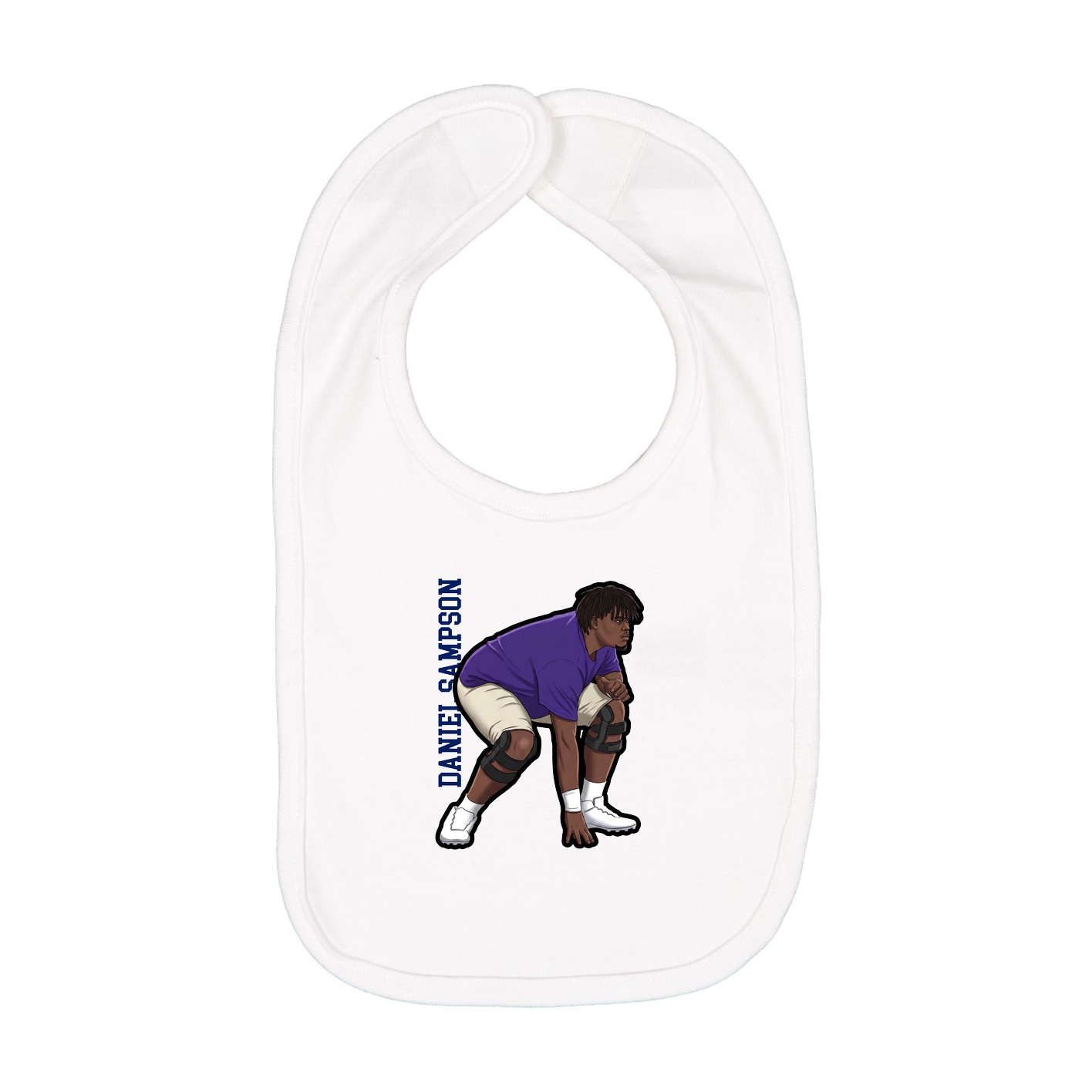 Infant Bib — Name Vertical in White