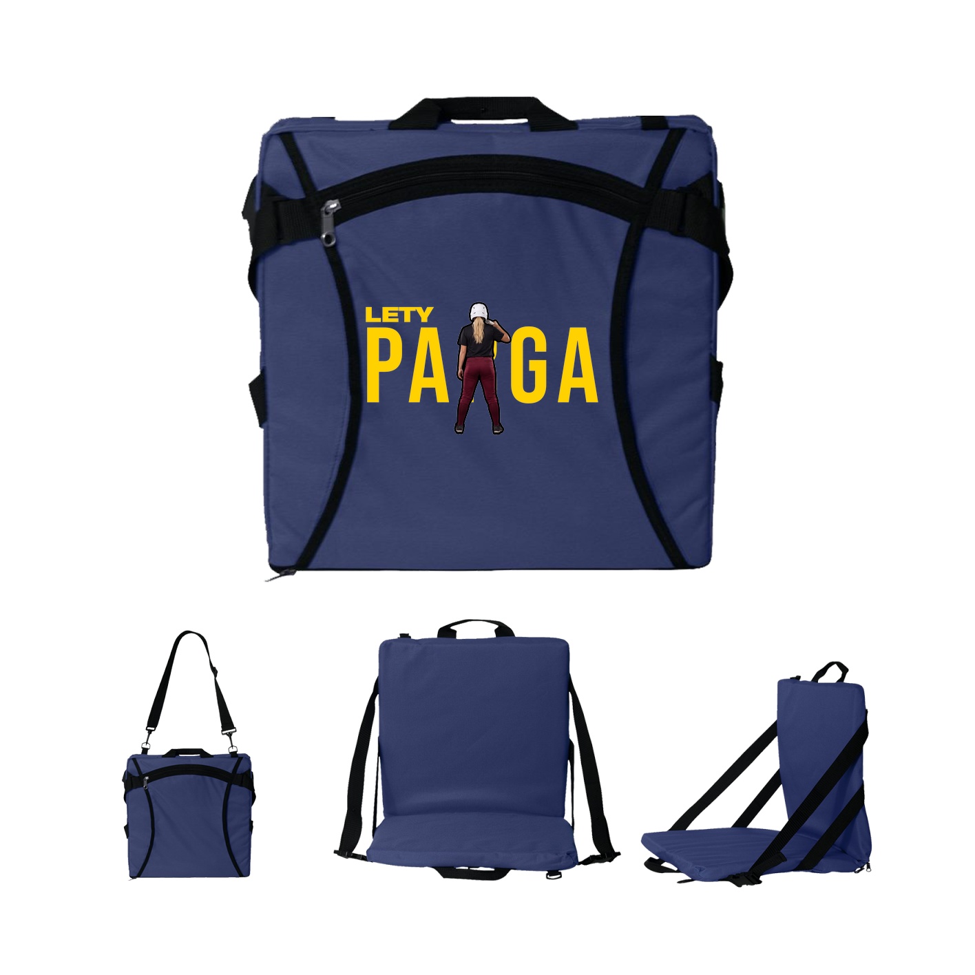 Folding Stadium Seat — Player Name in Navy