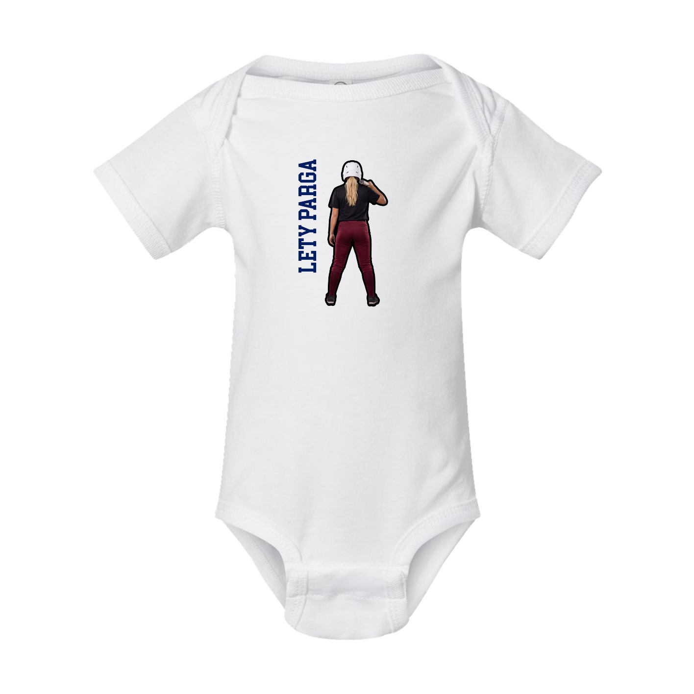 Baby Onesie — Name Vertical in White