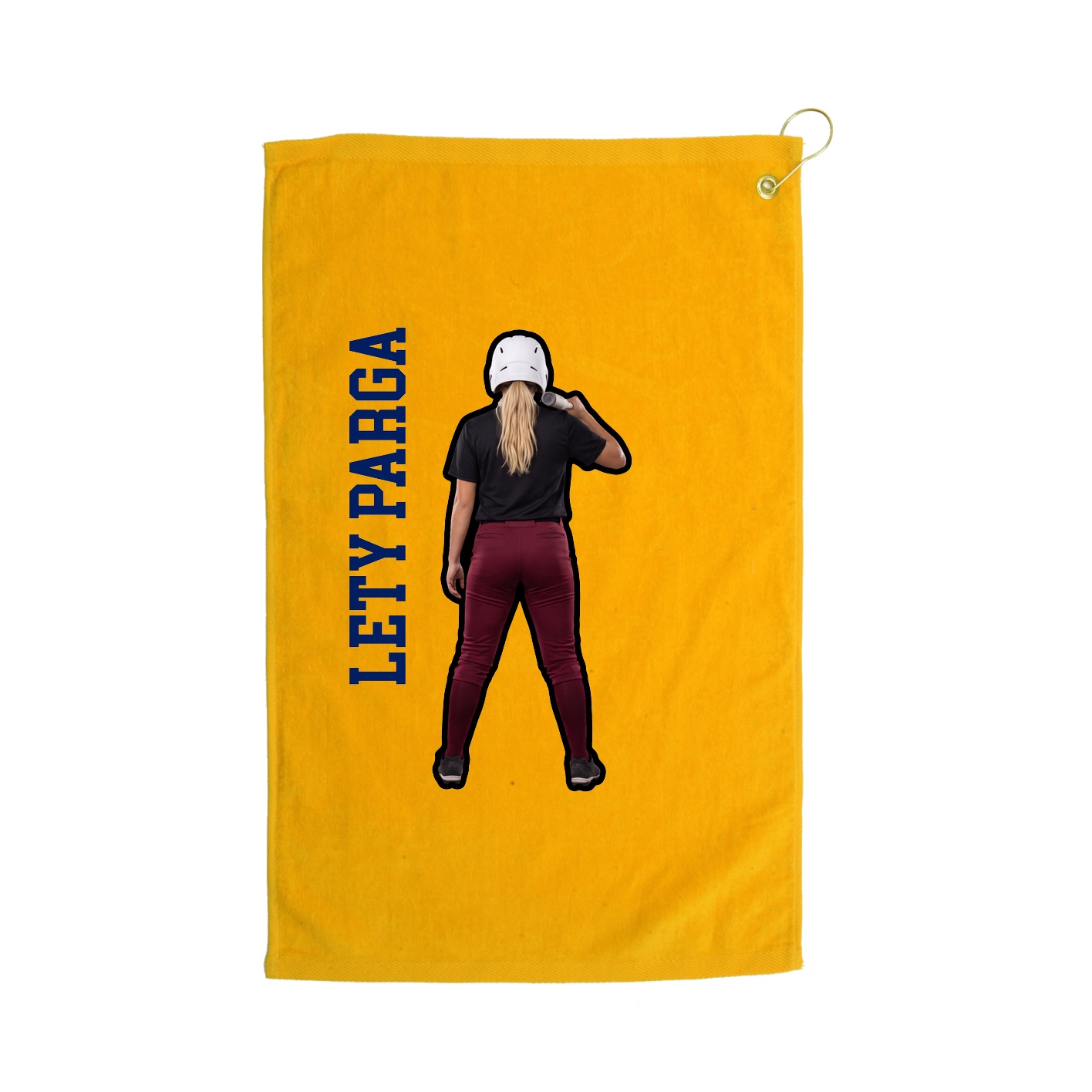 Golf Towel — Name Vertical in Gold