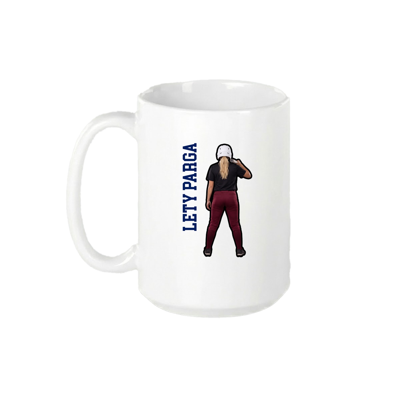 15oz Coffee Mug — Name Vertical in White