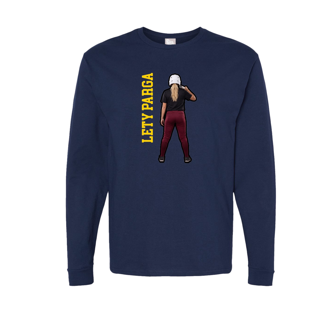 Long Sleeve Tee — Name Vertical in Navy