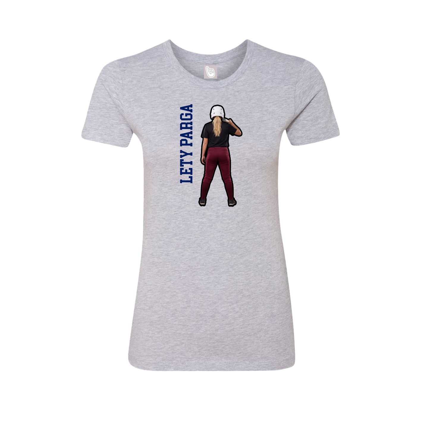 Fitted Women's Tee — Name Vertical in Grey