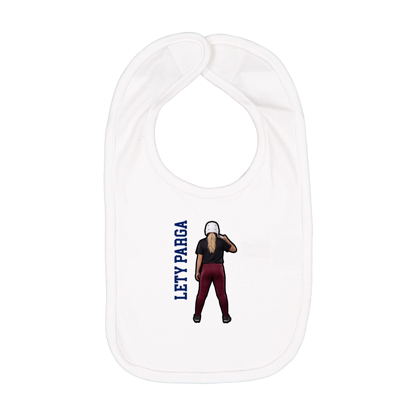 Infant Bib — Name Vertical in White