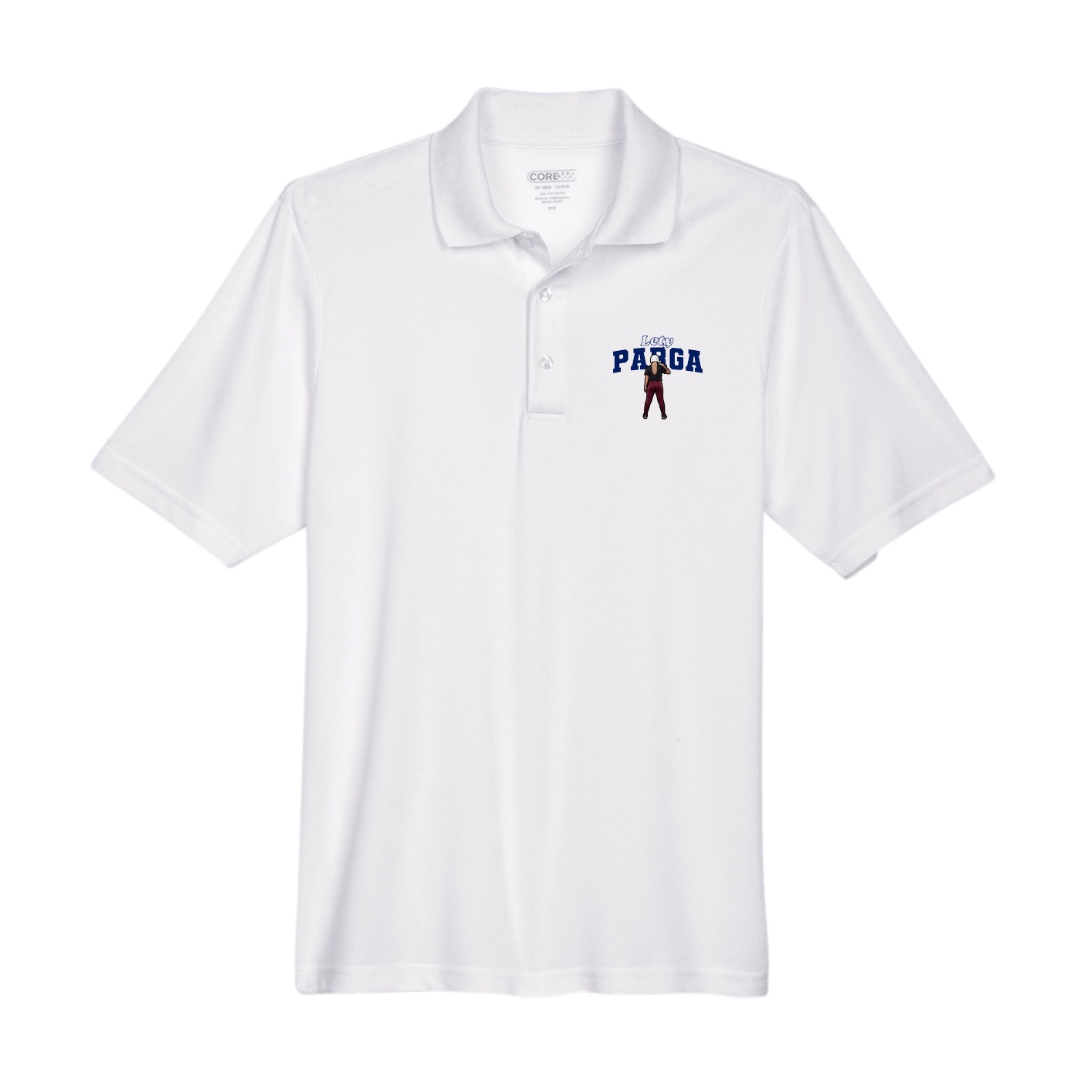 Performance Polo — Name Arch in White