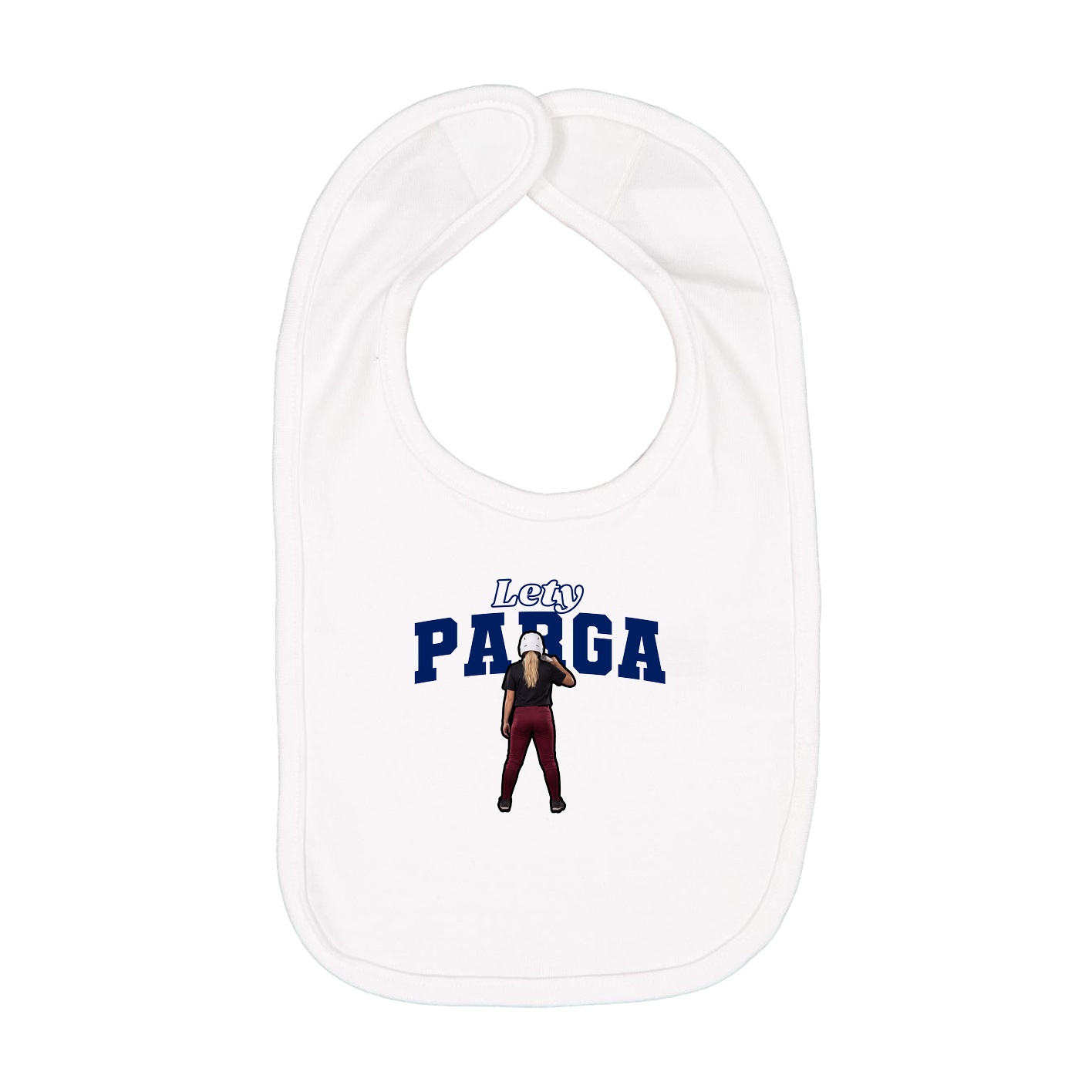 Infant Bib — Name Arch in White