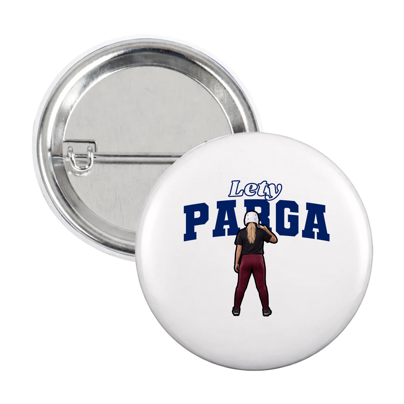Game Day Button — Name Arch in White