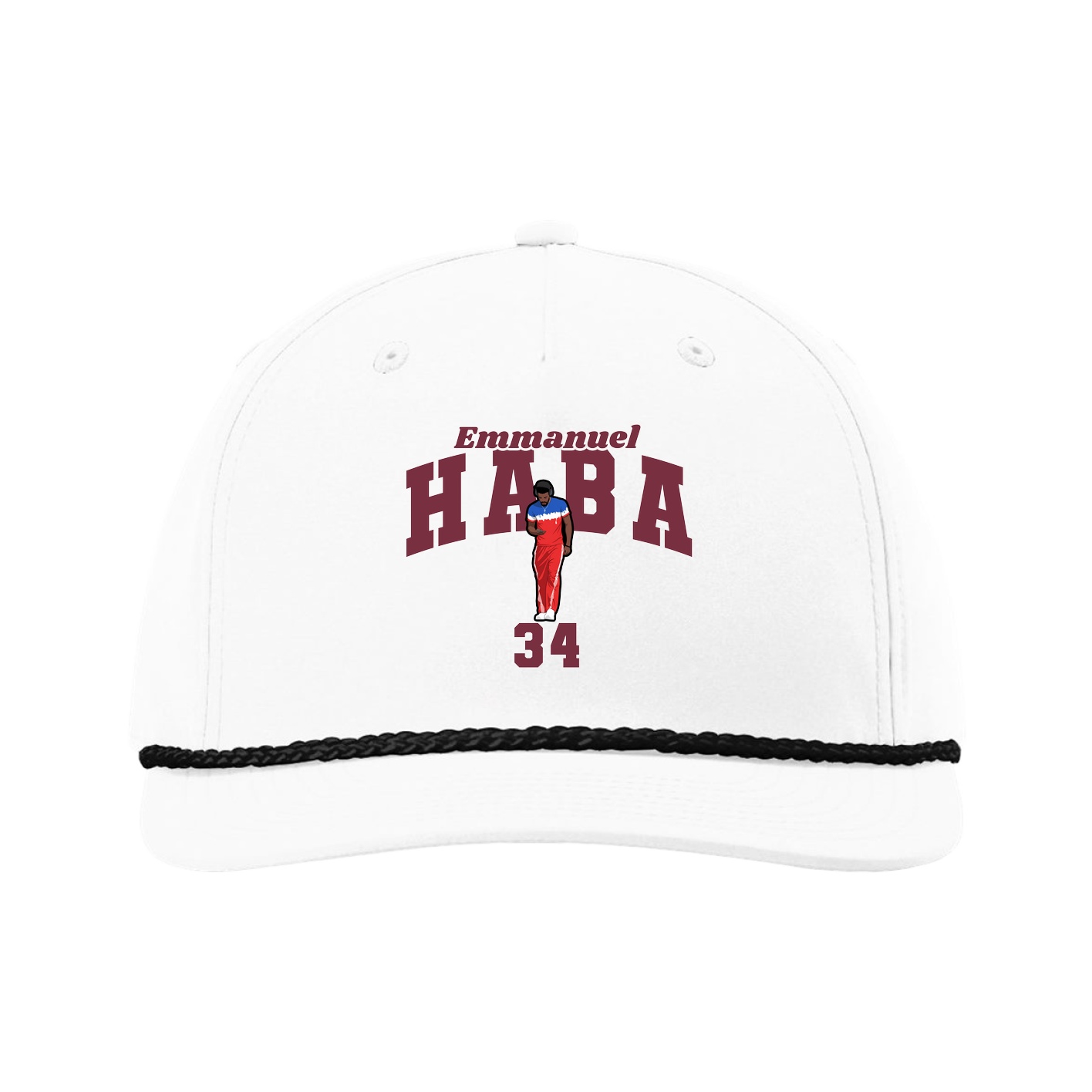 Five-Panel Classic Rope Cap — Signature Arch in White