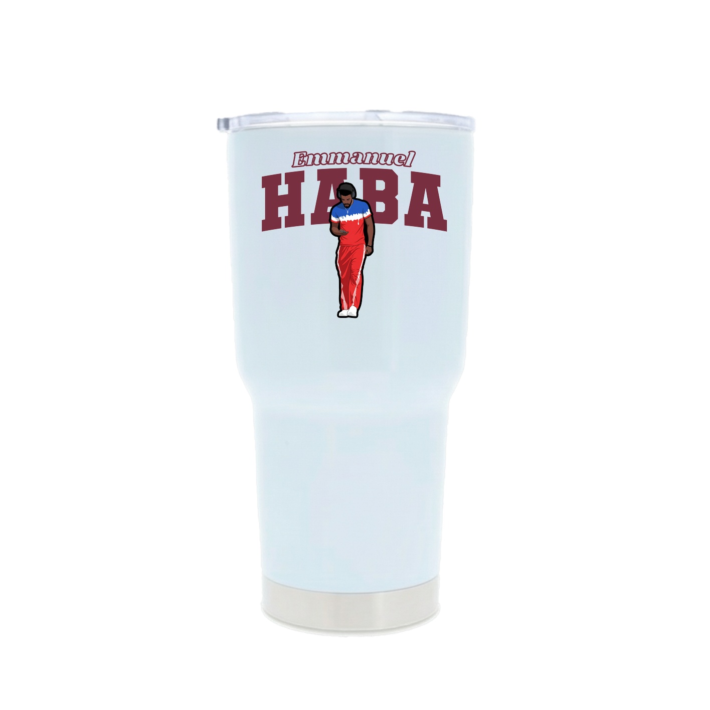 30oz Stainless Steel Tumbler — Name Arch in White