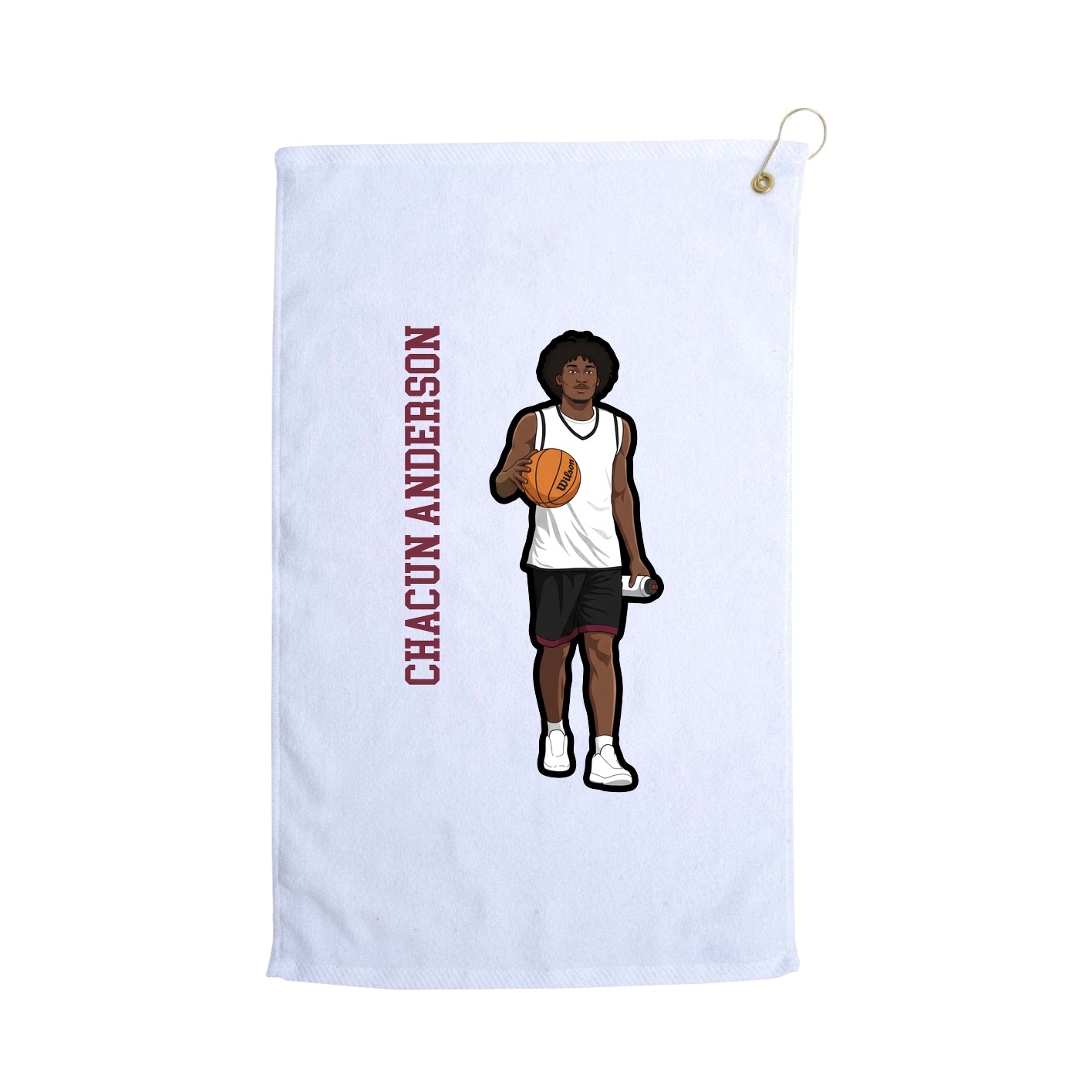 Golf Towel — Name Vertical in White