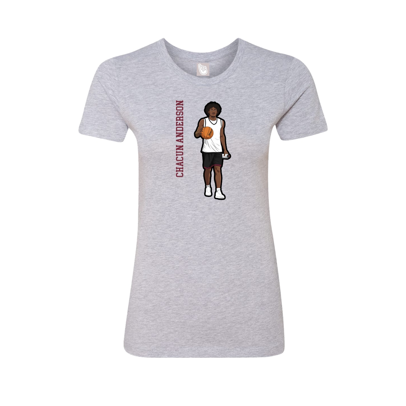 Fitted Women's Tee — Name Vertical in Grey