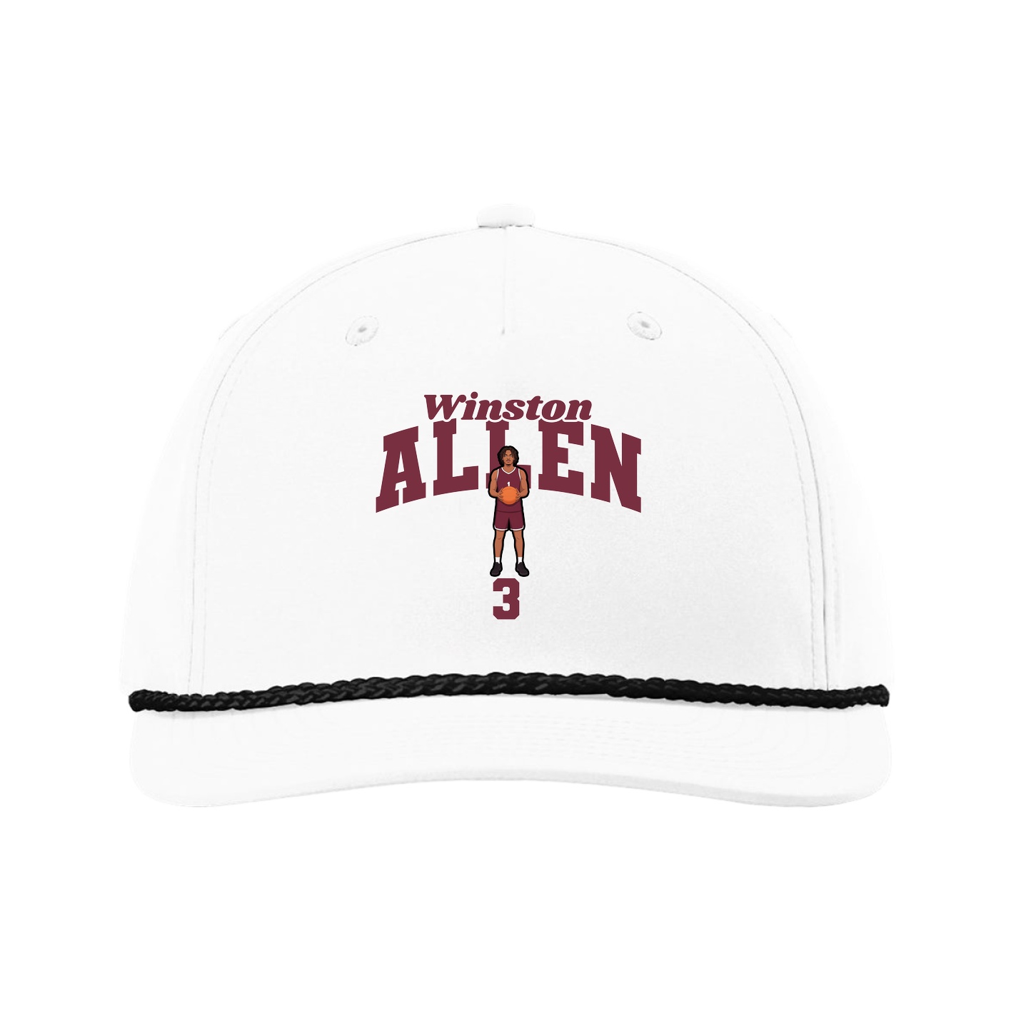 Five-Panel Classic Rope Cap — Signature Arch in White