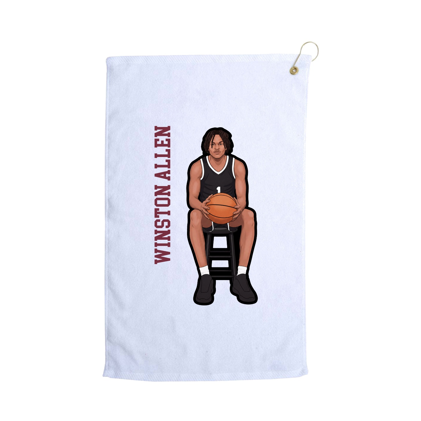 Golf Towel — Name Vertical in White