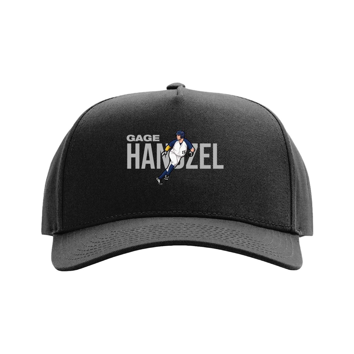 Full Fabric Five-Panel Champ Cap — Player Name in Black