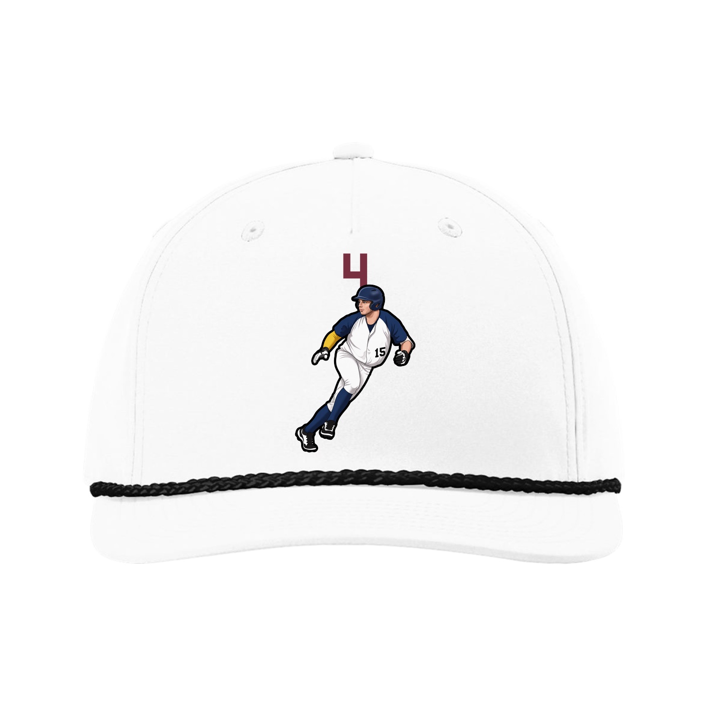 Five-Panel Classic Rope Cap — Number Top in White