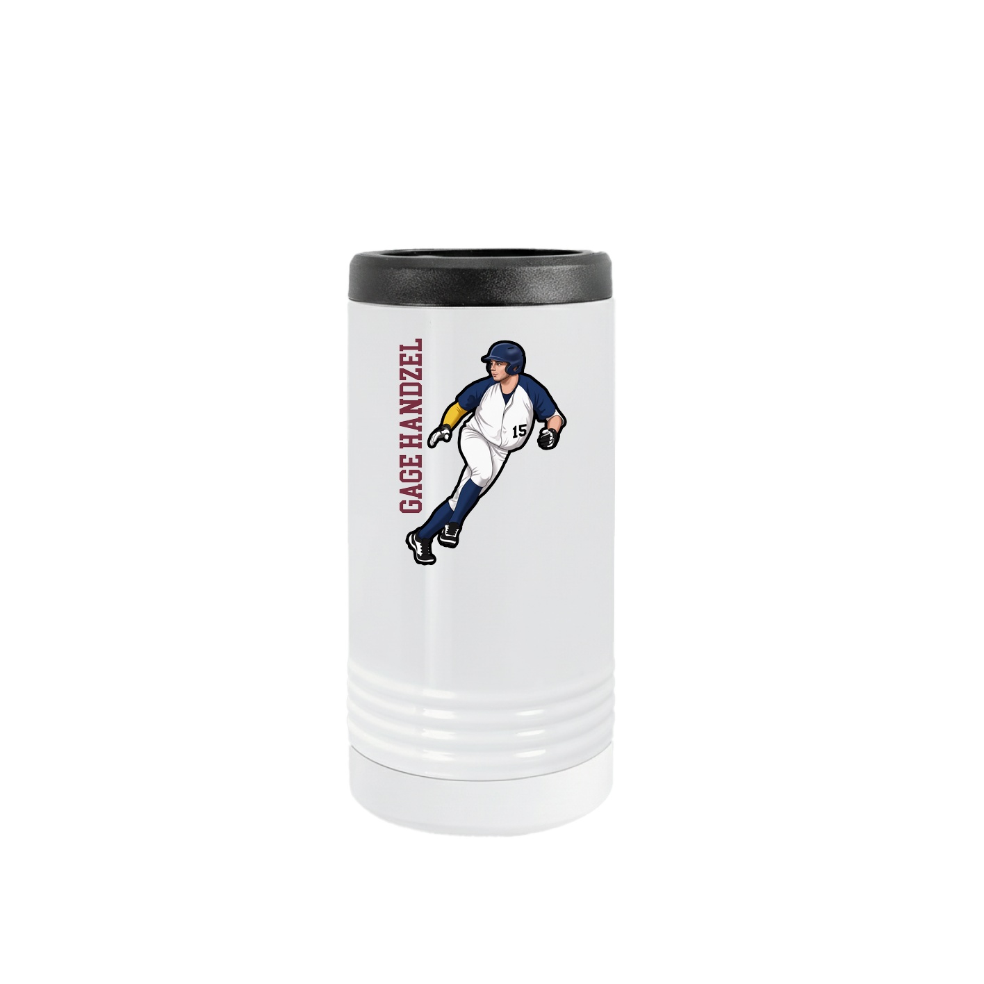 Slim Beverage Holder — Name Vertical in White