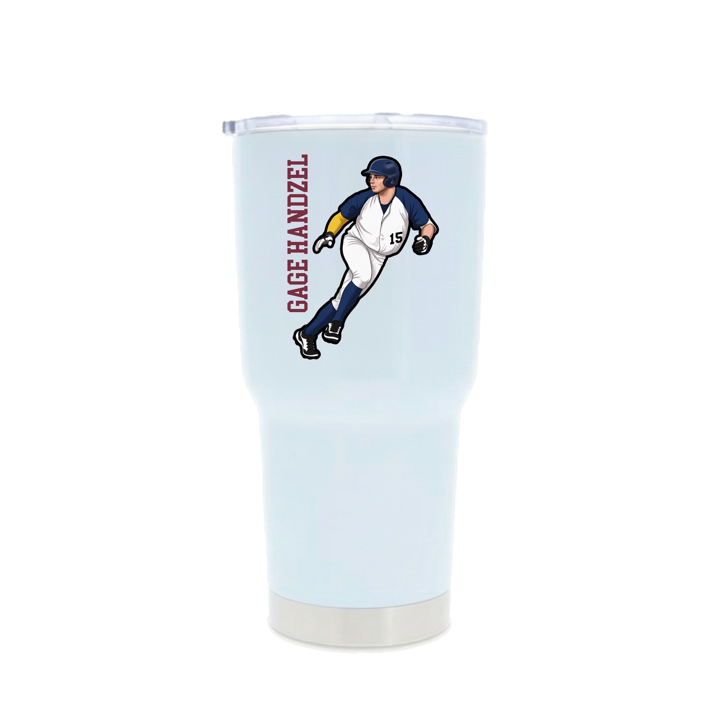 30oz Stainless Steel Tumbler — Name Vertical in White