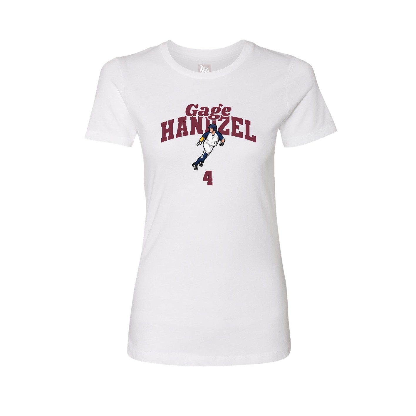 Fitted Women's Tee — Signature Arch in White